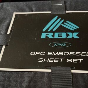 Sheet set 6 pc embossed new King size black RBX polyester 4 pillowcases 2 sheets